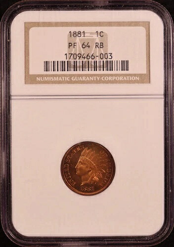 1881年プルーフ・インディアンヘッド・セント - NGC PF64 RB - 美しい目を引く！華やかでPQ+