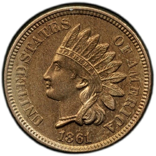 1861年 CN インディアンセント - PCGS AU 詳細 - 大幅にグレードダウン - 未使用品のように見える +