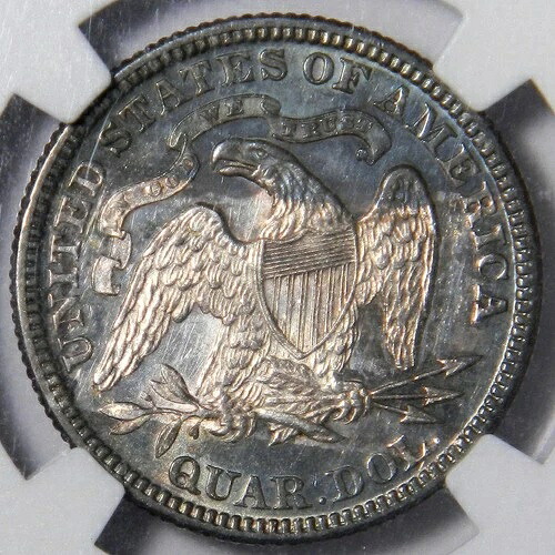 1875 年 座った四分の一 ~ NGC AU58 ~ 珍しいリバース タブ トーニング!