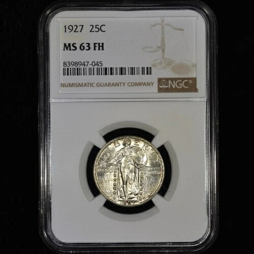 1927年 P スタンディング リバティ クォーター ? NGC MS-63-FH ? 25セント フルヘッド シルバー ?信頼済み?