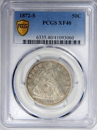 1872-S 着席ハーフドル ~ PCGS XF40 ~ 素晴らしいオリジナル! 113,850円