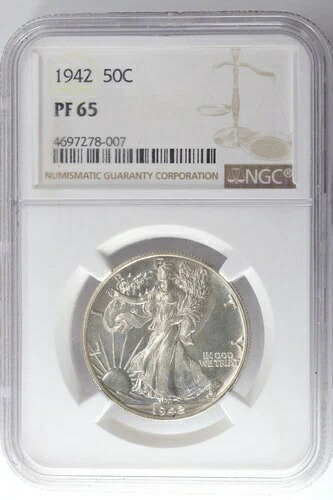 1942年ウォーキング・リバティ・プルーフ・ハーフダラー NGC PF65 50セント
