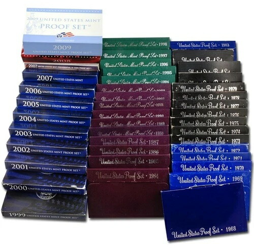 1968 - 2009 コンプリートラン US ミント プルーフセット、OGP、COA、42 セット