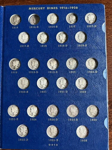 マーキュリーダイム 1916-1945 ほぼ完全セット 76コイン No 16Dまたは42/1 写真を参照-
