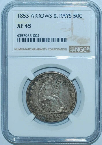 1853年 NGC XF45 矢と光線付き 自由の女神座像ハーフドル-