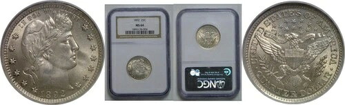 1892年 バーバークォーター NGC MS-64