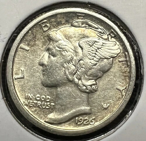 1926-S マーキュリー シルバー ダイム ほぼ未流通+ 実物コイン #WS667
