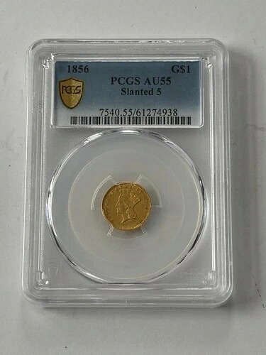 1856年 1ドル金貨 インディアン・プリンセス 斜め5金シールド PCGS AU 55｜WORLD RESOURCE【QUEEN店】