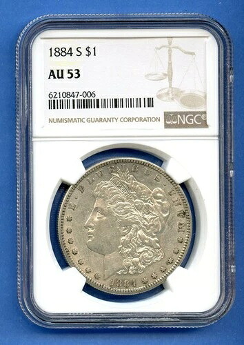 1884年 S NGC AU53 モーガンドル $1 US代わり同様 シルバーレア キー日付コイン 1884-S AU-53-