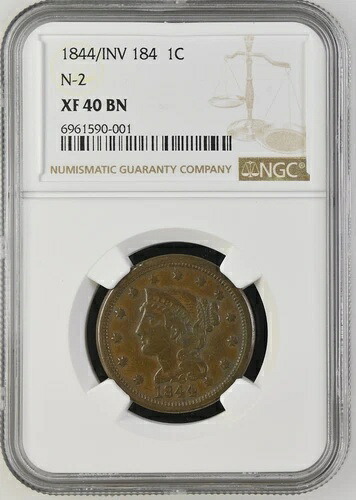 1844/81、反転184、N-2、ラージセント NGC XF40BN 590001