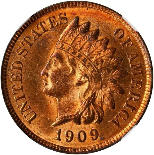 インディアンヘッド セント 1909 NGC MS64 レッド！素晴らしいレッドカラー！非常に魅力的なニアジェム