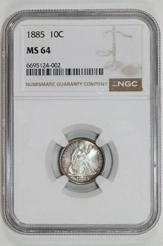 1885年 自由の女神像 10セント硬貨 NGC MS64