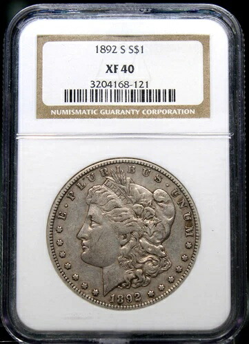 1892 S モーガン シルバー ダラー - NGC グレード XF40 !!