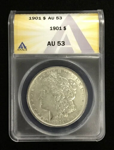 1901年 1ドル モルガン銀貨 ANACS AU 53 希少 セミキーデイト｜WORLD RESOURCE【QUEEN店】