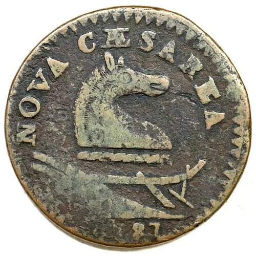 1787年 M 45-e R-5- 肥大耳 ニュージャージー植民地銅貨
