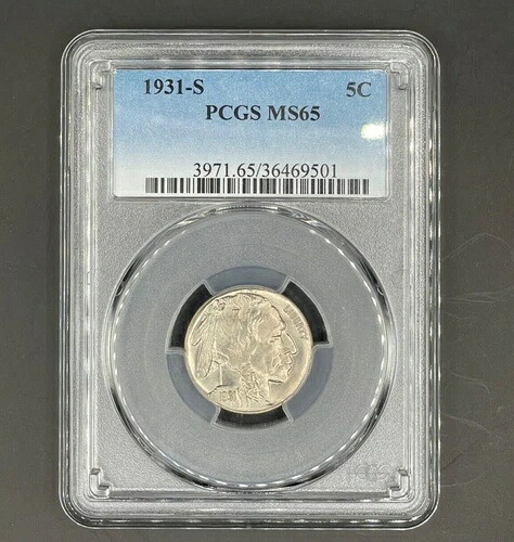 1931-S 5C バッファローニッケル ? PCGS MS65、少量鋳造キーデート