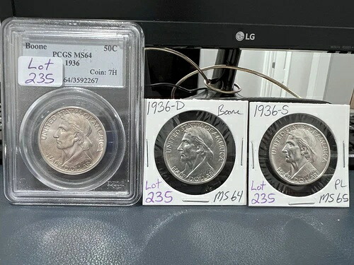 1936年 PDS 50c 1/2ドル記念ブーン完全3個セット(CEJ)-
