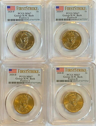 2020年 ジョージ・H・W・ブッシュ ドル MS67 4枚セット PA PB DA DB PCGS ファーストストライク
