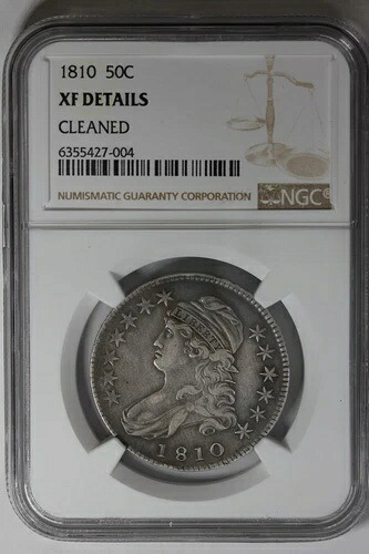 1810 .50 NGC XF 詳細クリーニング済み 1800年代のキャップドバストハーフダラー
