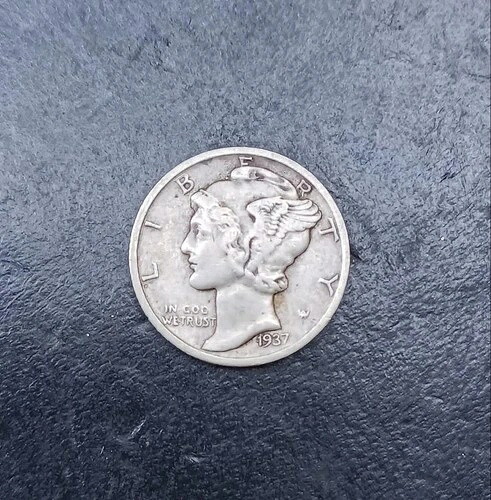 1937-D マーキュリーダイム PCGS MS65 -未研磨 -グレートストライクラスター
