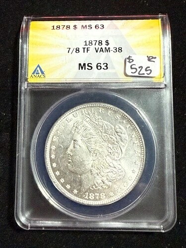 1878年 モーガンドル 7/8 テール フェザー VAM 38 ANACS MS 63-｜WORLD RESOURCE【QUEEN店】