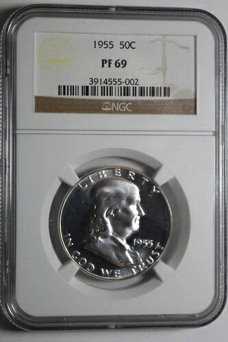 1955年フランクリンハーフダラーPF69 NGC #002