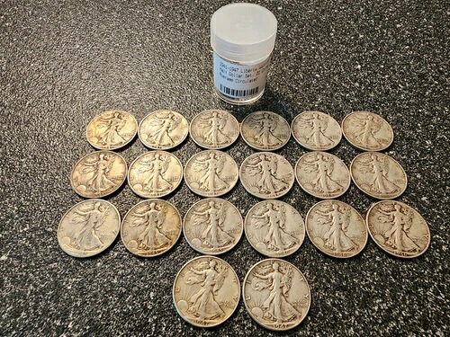 1941-1947 P,D,S リバティウォーキング シルバーハーフドル 20コインロット-