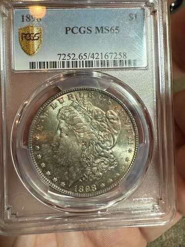 1898年 1ドル モルガン銀貨 PCGS MS 65 ゴールドラベル 両面トナー仕上げ