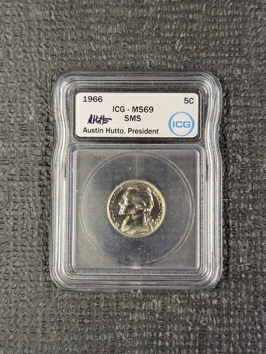 1966 MS 69 SMS ジェファーソン ニッケル 5c ICG - 新品 A. ハットー サイン入り ホワイトラベル TOP POP