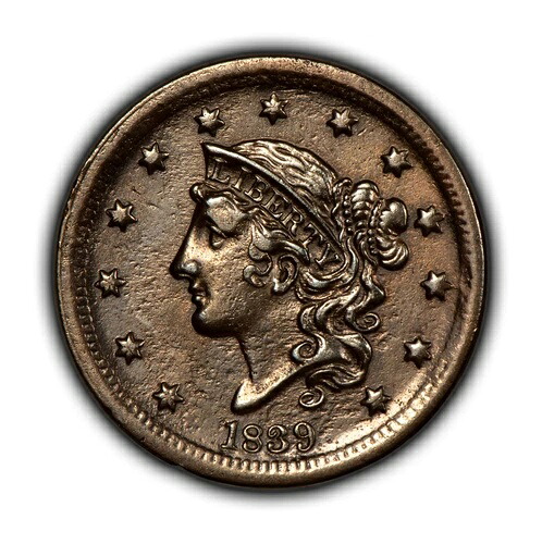 1839年 1セント コロネットヘッド ラージセント - シリーヘッド - AU - SKU-Y5801