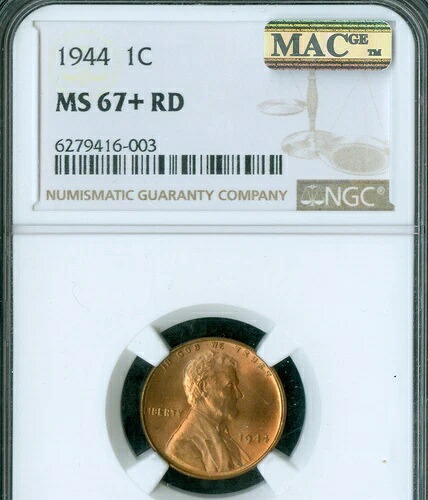 1944年 リンカーン セント NGC MS67 + RD MAC スポットレス レア *