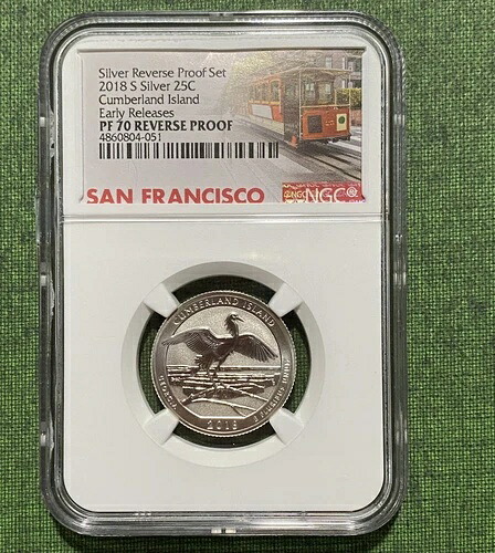 2018 S シルバー REV PR (5 クォーター) NGC PF70 アーリーリリース「SF トーリーカー」。