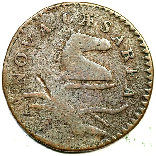 1786年 M 18-J R-5+ ブライドル ニュージャージー植民地銅貨