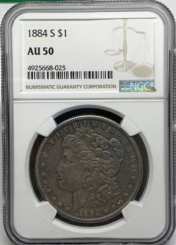 1884年 S モルガン銀貨 NGC AU50