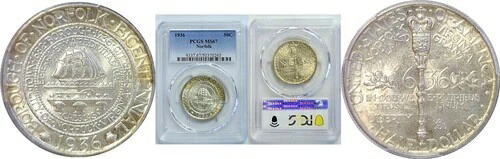 1936年 50セントノーフォーク記念ハーフドル PCGS MS-67