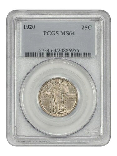 1920年 25セント PCGS MS64 - スタンディングリバティクォーター - 魅力的なSLQ