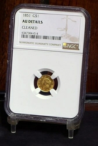 1851年 リバティヘッド金貨 1ドル ? NGC AU 詳細、クリーニング済み (#60456-L)