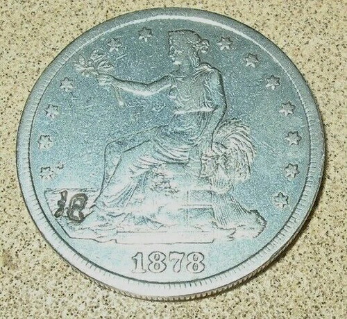 1878-S トレードドル（マーク付き、銀90%、取り消し線、Sエラー訂正）; オールドコイン
