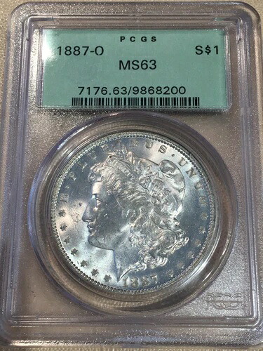 1887-O モルガン・ダラー - PCGS MS 63 Very PQ - 正確なコイン #8200 を表示