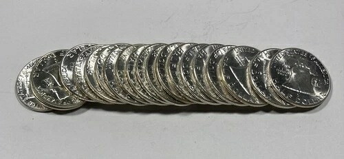 1954年製フランクリン・ハーフ50セント硬貨。コインバンカーズロール20枚。オールチョイスBU。