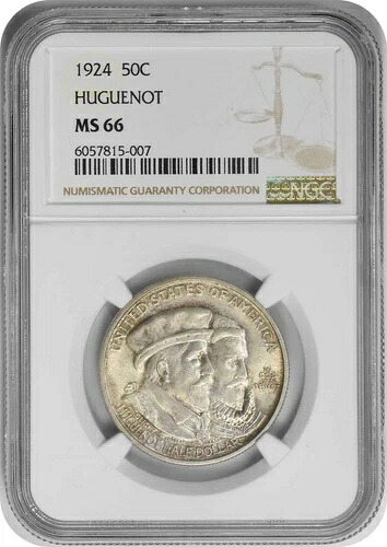 ユグノー記念ハーフドル 1924年 MS66 NGC
