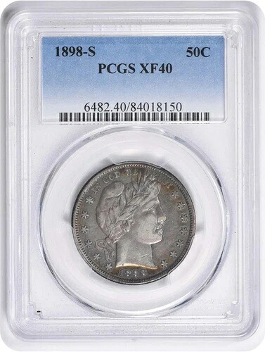 1898-S バーバー シルバー ハーフドル EF40 PCGS