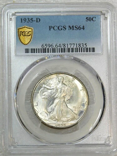 1935年-D ウォーキング・リバティ・ハーフダラー PCGS MS64 ゴージャス・オリジナル・ラスター PQ #C758 115,500円