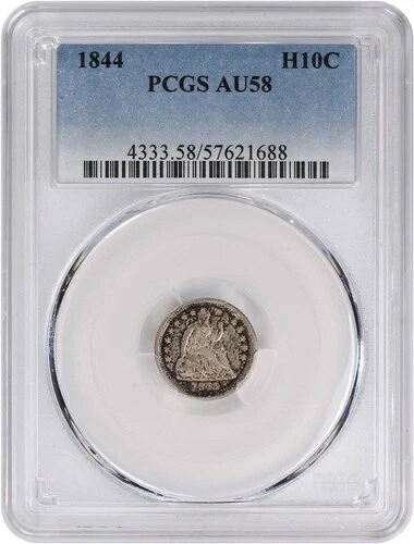 1844年 自由の女神像 シルバーハーフダイム AU58 PCGS｜WORLD RESOURCE【QUEEN店】