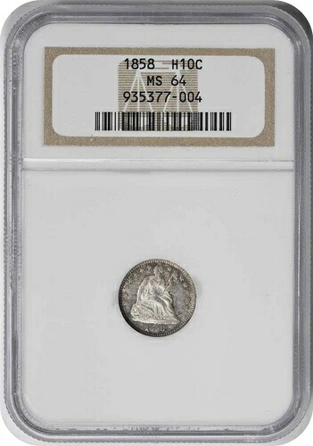 1858年 自由の女神像 シルバーハーフダイム MS64 NGC|WORLD RESOURCE【QUEEN店】