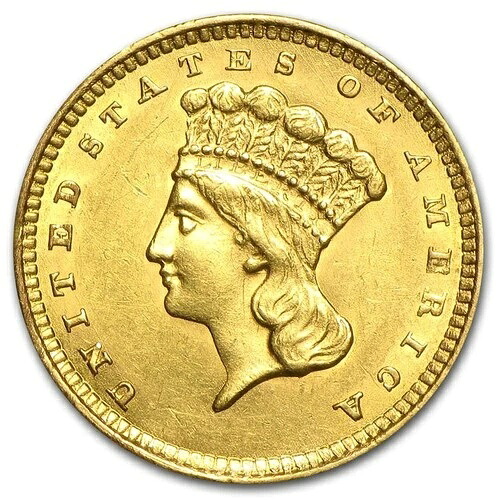 1ドル インディアンヘッド金貨 タイプ3 AU（ランダム年）