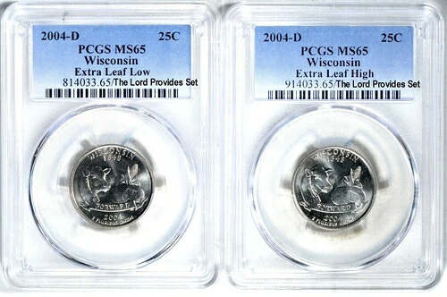 20周年記念 WI エクストラリーフ ロー＆ハイ クォーター PCGS MS65｜WORLD RESOURCE【QUEEN店】
