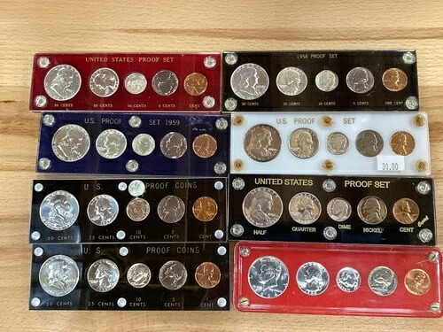 1957-1964年米国シルバープルーフセット ルーサイトホルダー入り8セット完全版 E1753