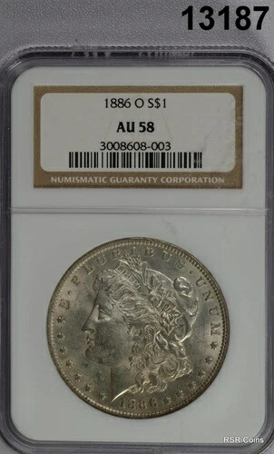1886年 O・モーガン銀貨 NGC認定 AU58 使用感あり - 良好！ #13187