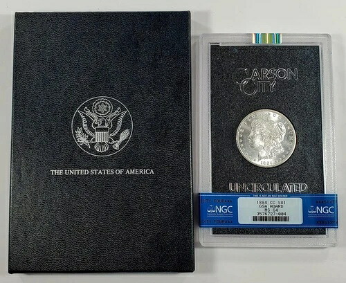1884-CC 1ドル銀モルガンドル GSAホルダー NGC MS64 箱とCOA付き 117,700円